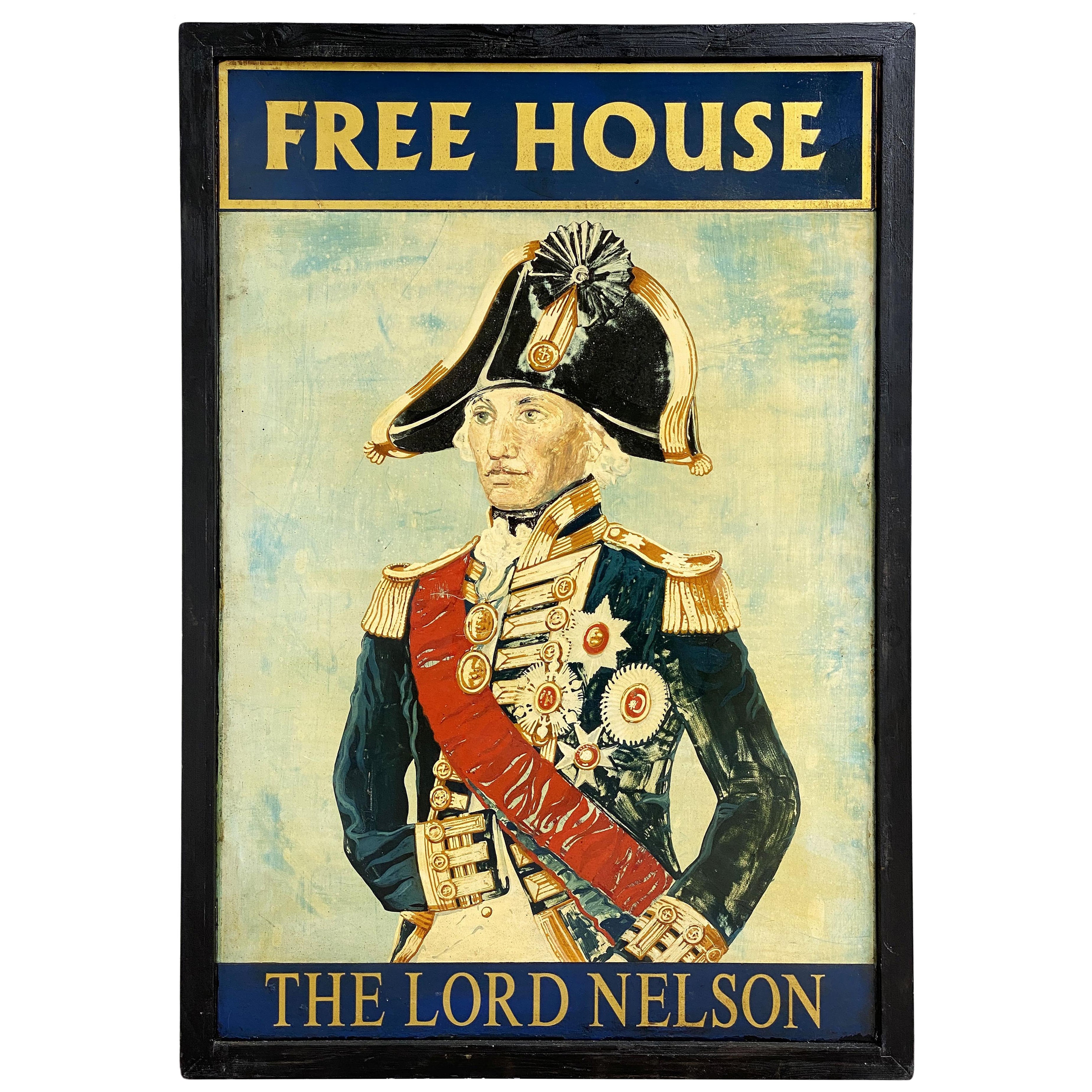 Insegna di un pub inglese: "Free House - The Lord Nelson".