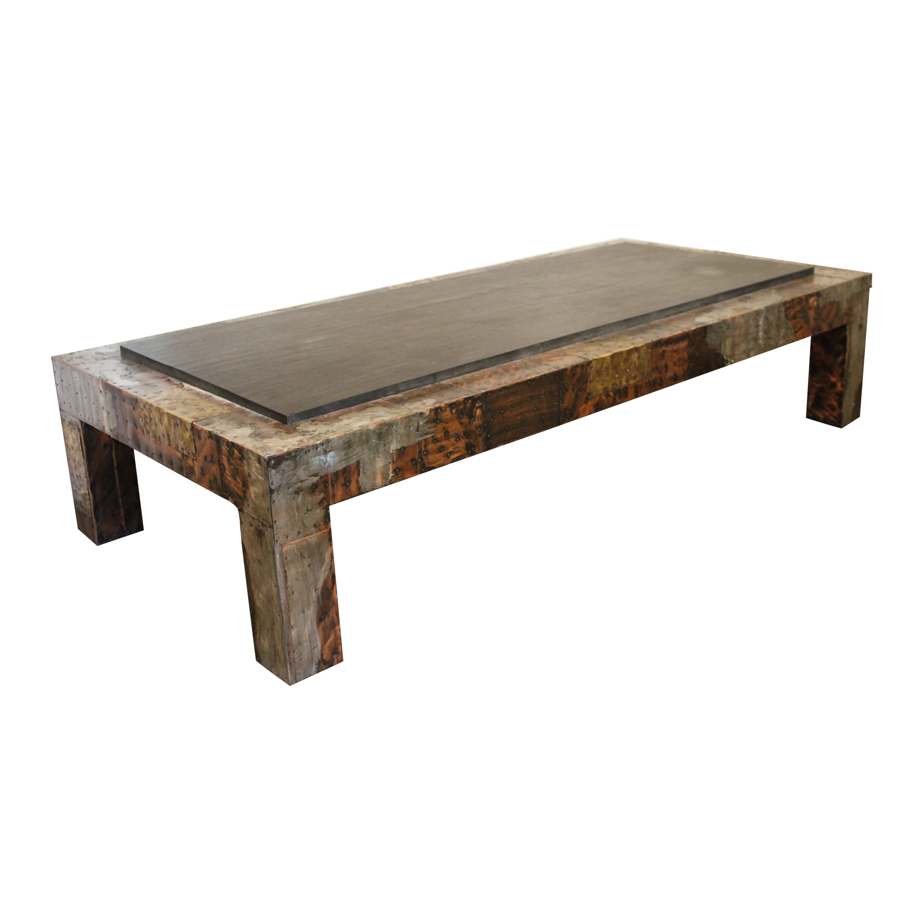 Large Slate Top Patchwork Coffee Table by Paul Evans For Sale