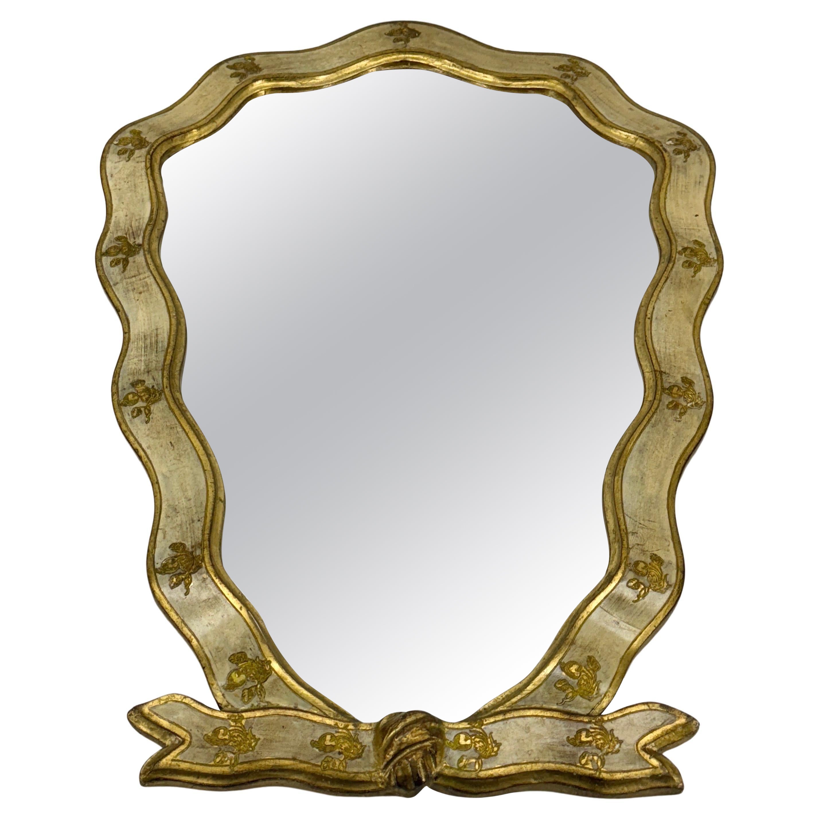 Italian Mid-Century Florentine Gilt Wood Wall Mirror, 1950s For Sale