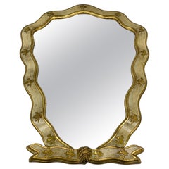 Antique Italian Mid-Century Florentine Gilt Wood Wall Mirror, 1950s