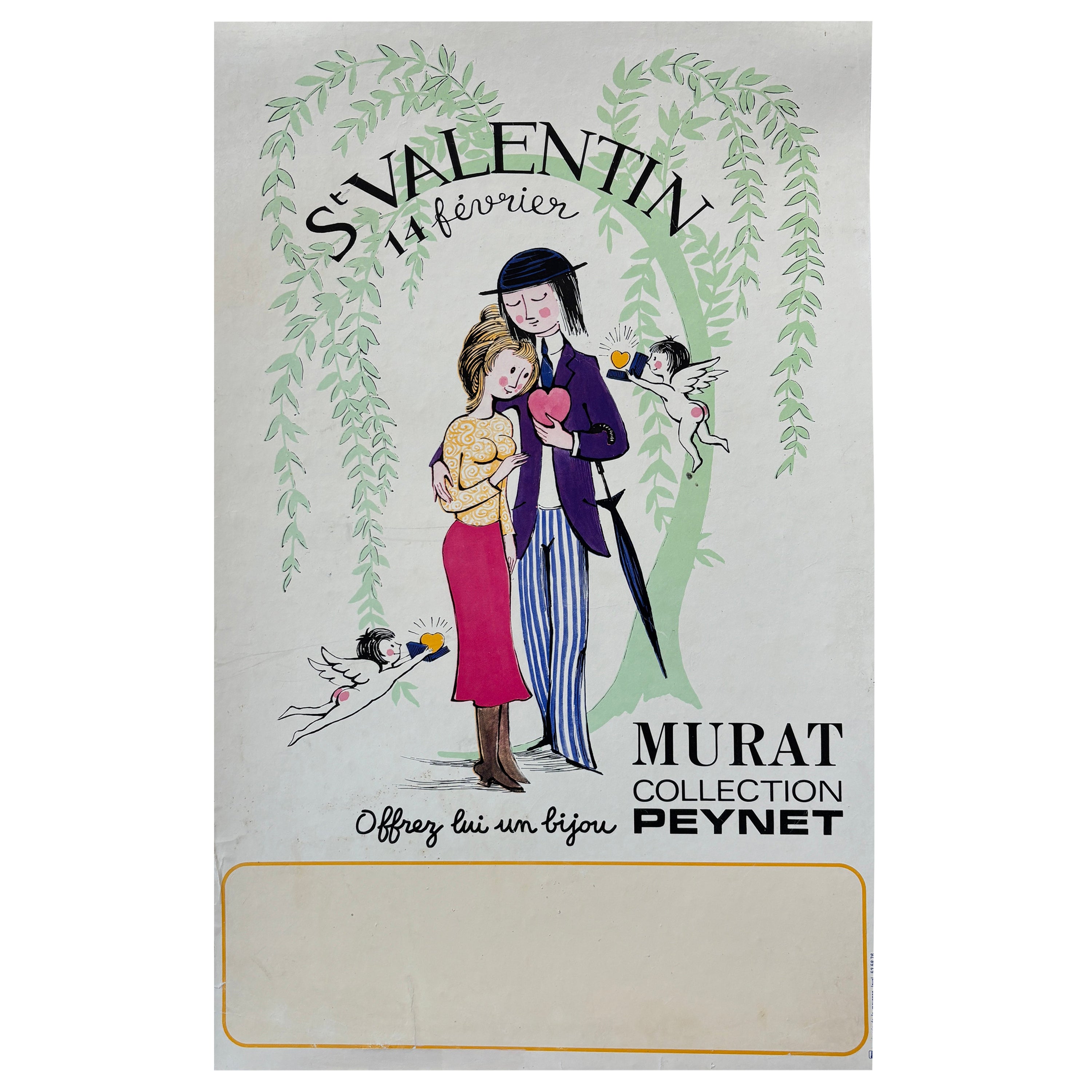 Peynet 'Saint Valentin' Murat Collection Original Vintage Poster, Circa Vintage 1970  en vente