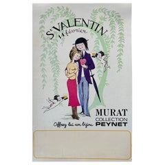 Peynet 'Saint Valentin' Murat Collection Original Vintage Poster, Circa Vintage 1970 