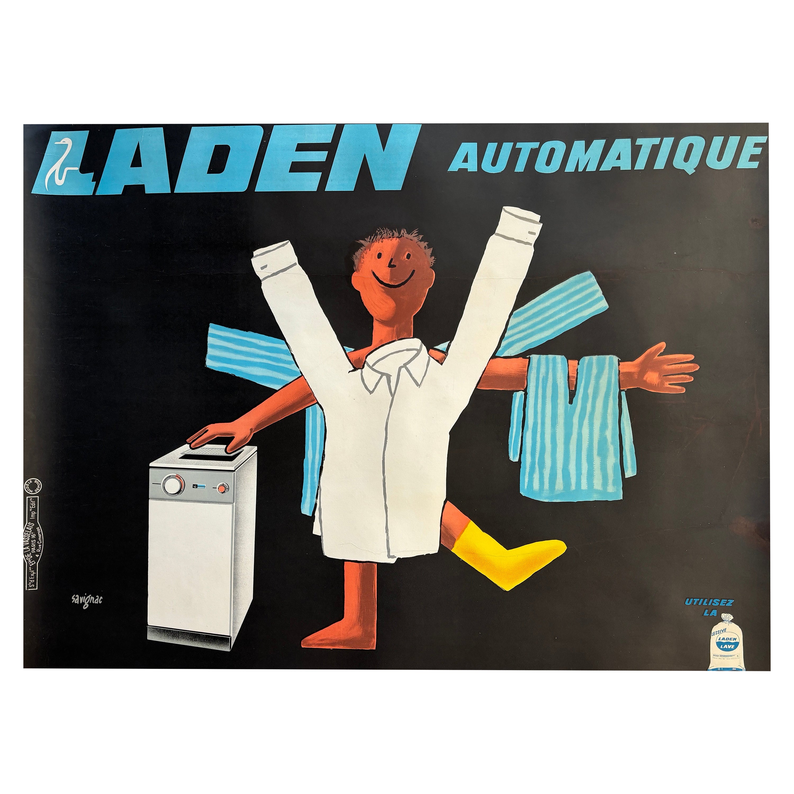 Original French Vintage Advertising Poster SAVIGNAC 'Laden Automatique'  For Sale