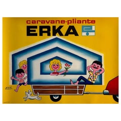 Original French Retro Advertising Poster, CARAVANE-PLIANTE ERKA H. MORVAN 