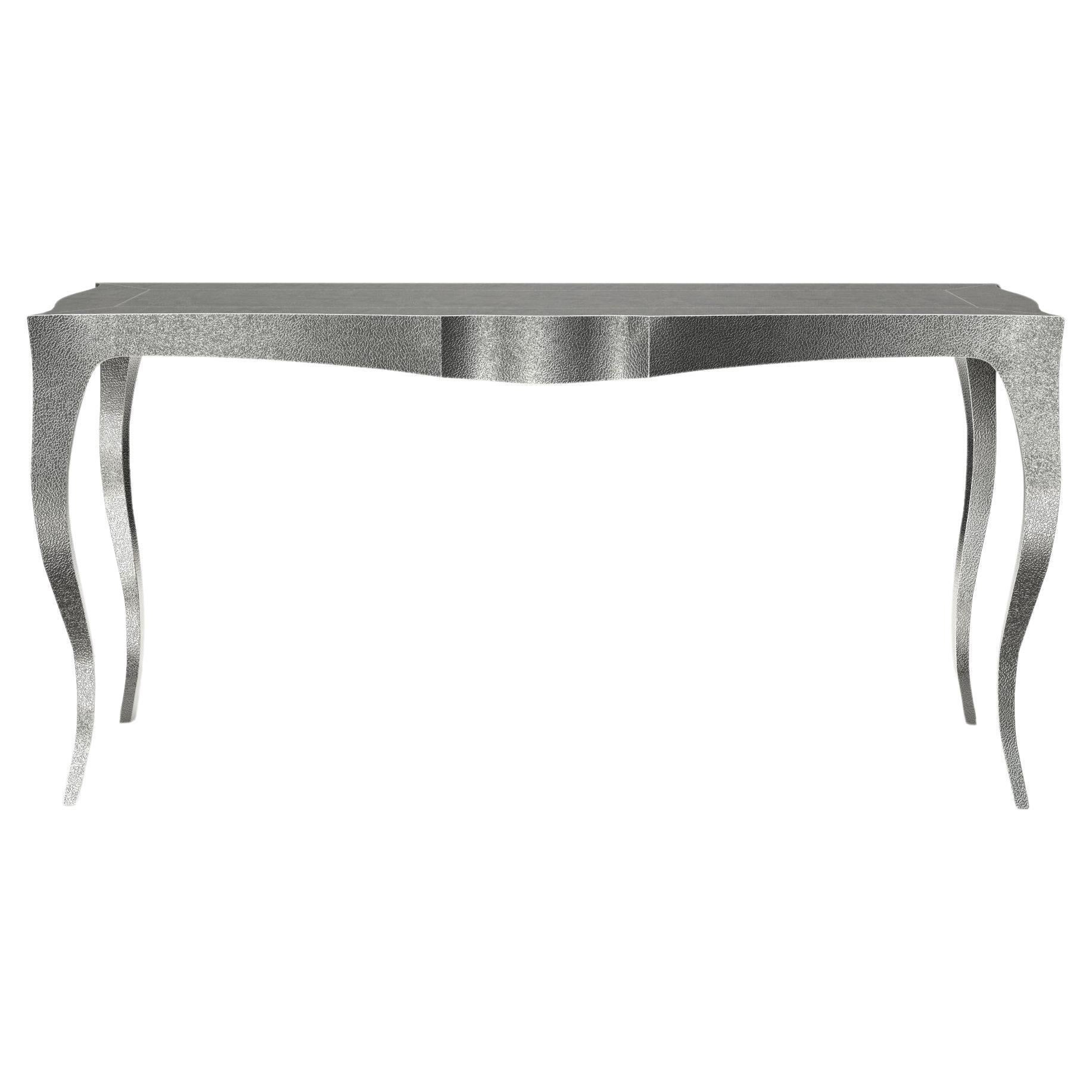 Louise Console Art Deco Card and Tea Tables Fine Hammered White Bronze For Sale