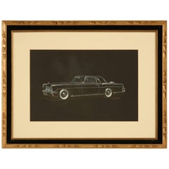 Antique Painting in Gouache of a 1956-1957 Lincoln Automobile by Dom Pacitti
