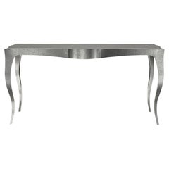 Louise Console Art Deco Side Tables Fine Hammered White Bronze by Paul Mathieu 