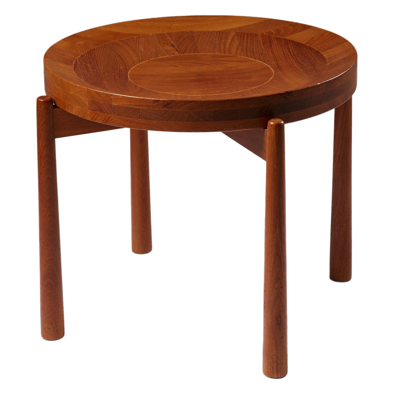 Teak Side table designed by Jens Quistgaard, Denmark. 1950s, circular, wood For Sale