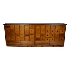 Retro Large Dutch Industrial Beech Apothecary / School Cabinet, Mid-20th Century