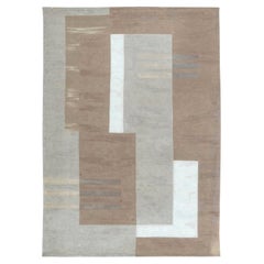 Contemporary Geometric Beige, White Flat-Weave Wool Rug by Doris Leslie Blau