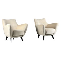 Vintage Guglielmo Veronesi armchairs by ISA, Italy, 1950s, set of 2