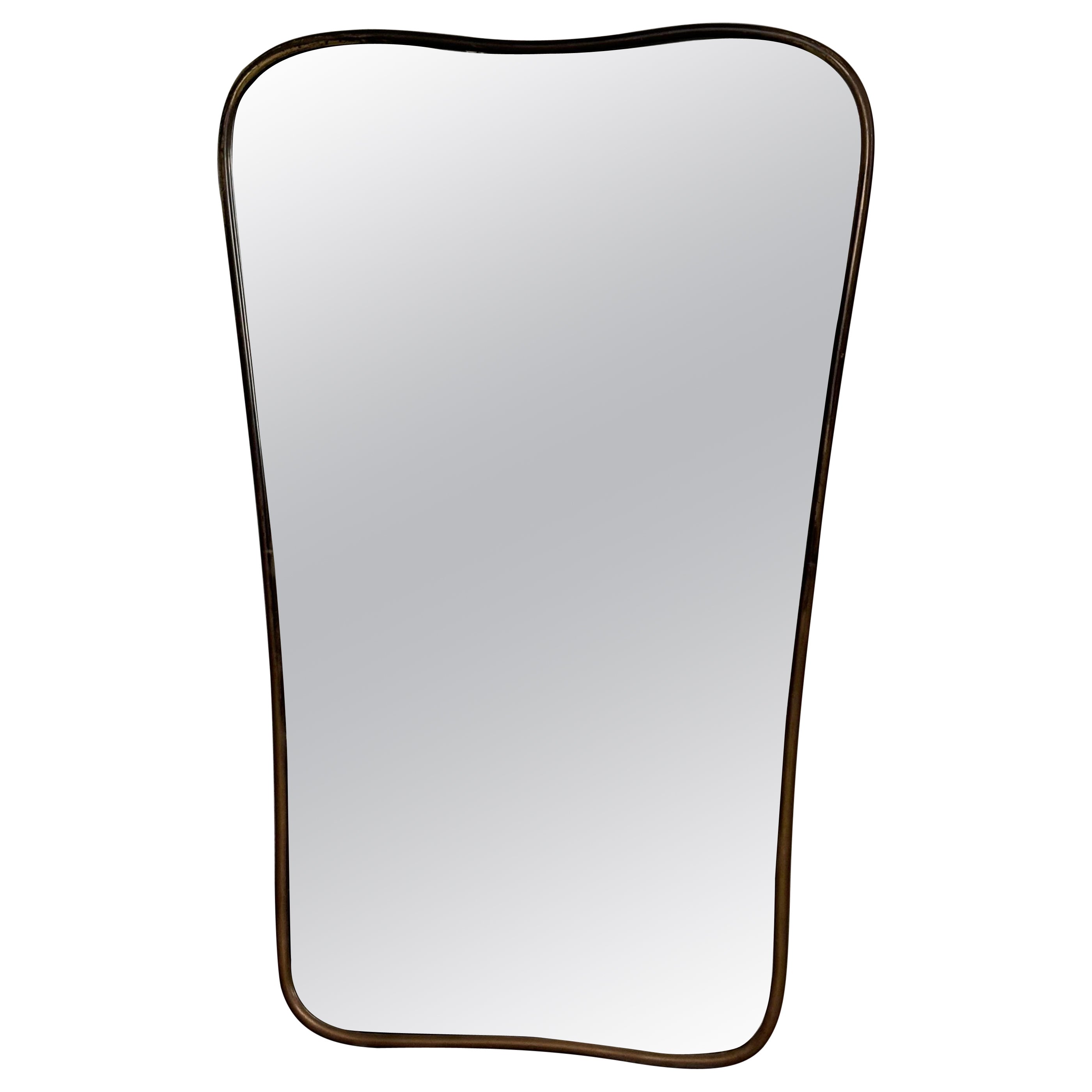 Mirror with brass frame, 1950s For Sale