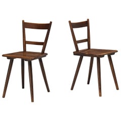 French Pastorial Chairs in Stained Wood 