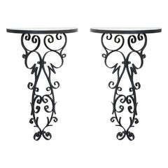 Vintage Pair of Wrought Iron Console Tables