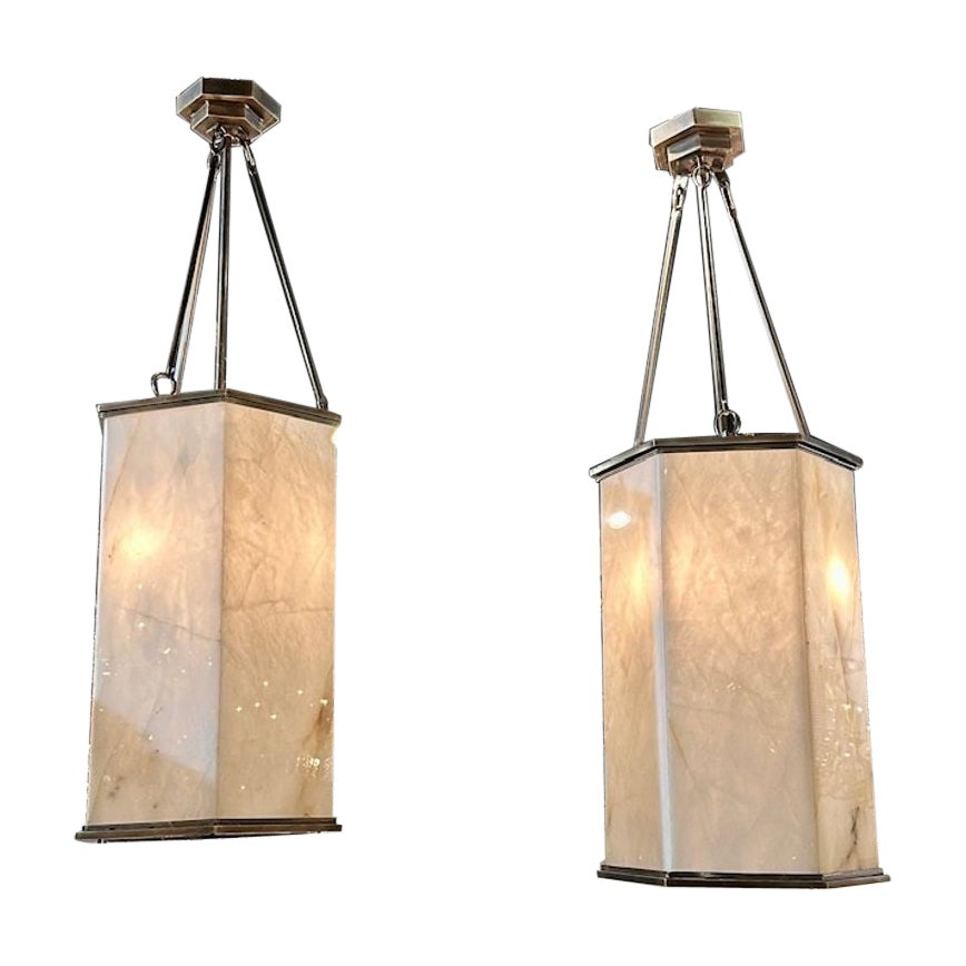 Rock Crystal and Brass Lanterns For Sale