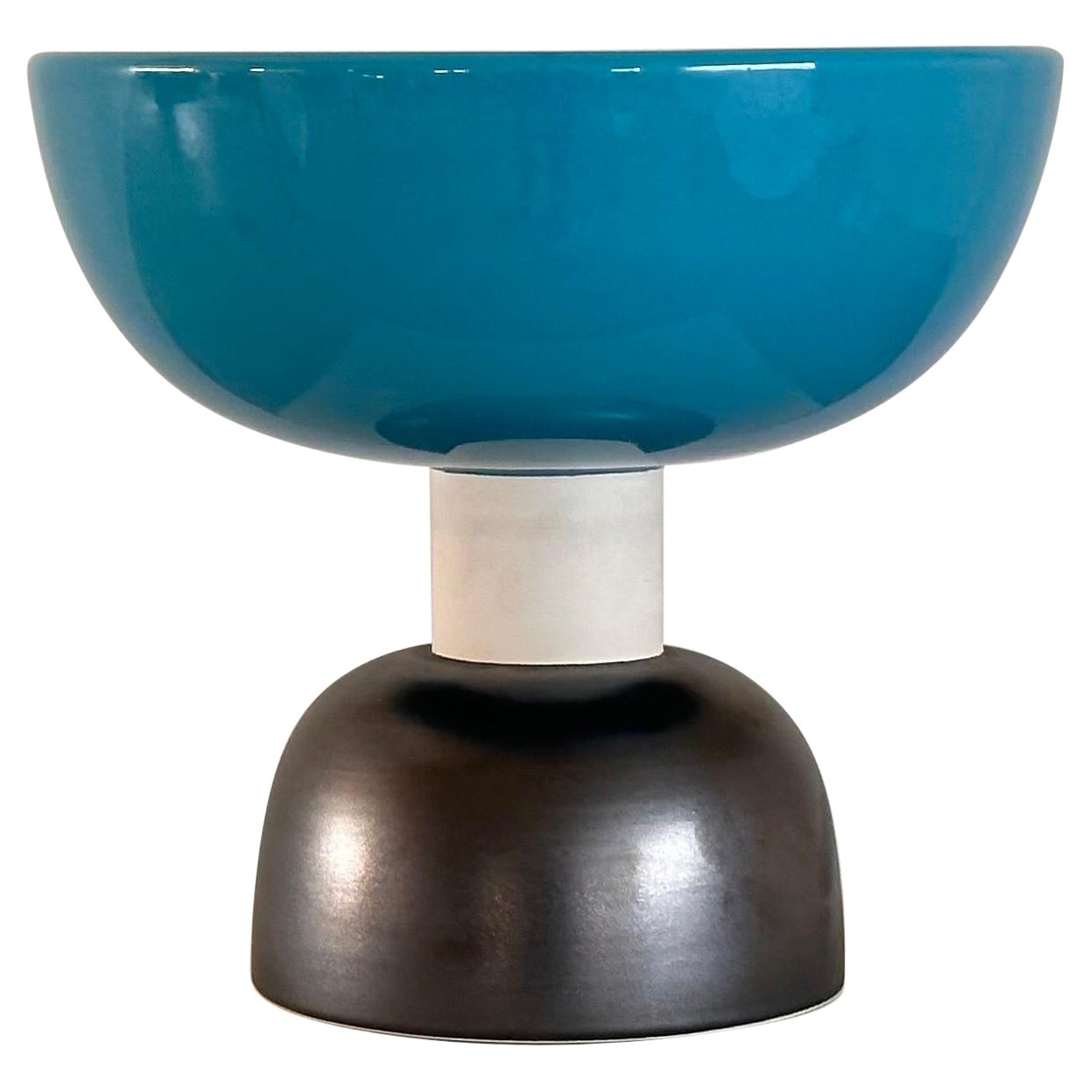 Ettore Sottsass Stand in Gray and Light Blue Glazed Ceramic for Bitossi, 1960s For Sale