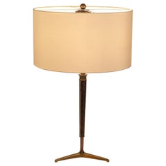 French table light with stitched leather stem