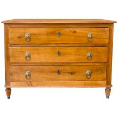 Antique 19th Century, French Fruitwood Commode, Brass Lion Head Paw Handles