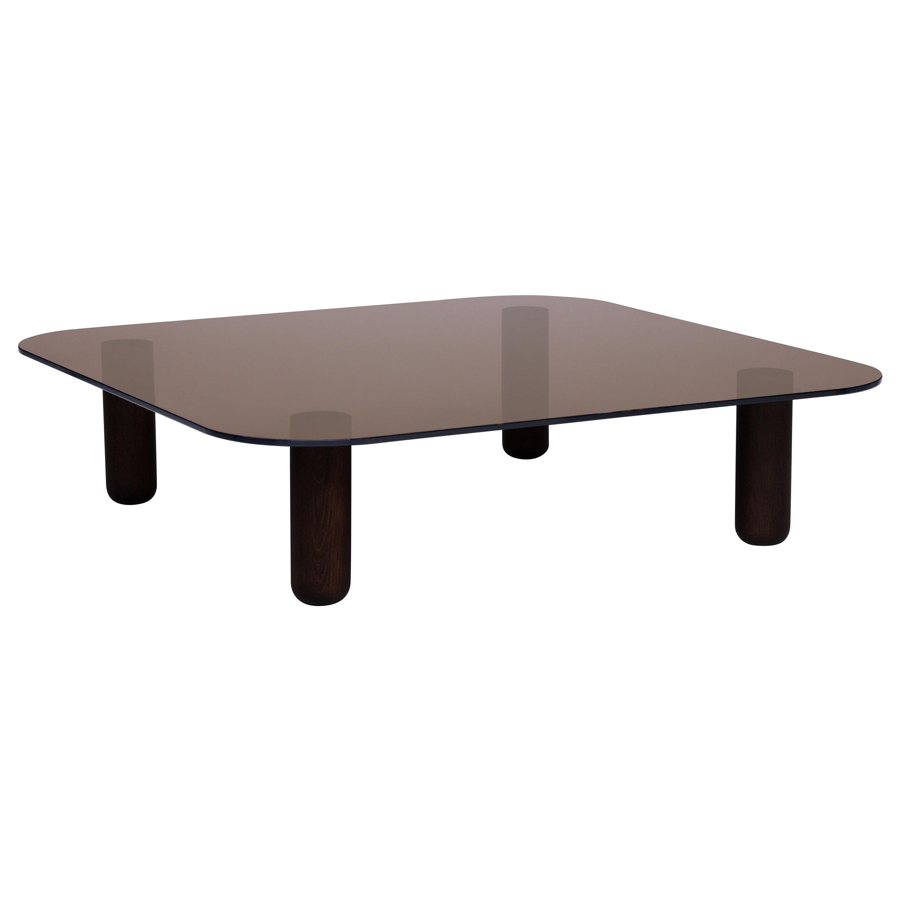 Big Sur Low Table by Fogia, Brown Glass, Wenge Legs For Sale