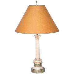 Antique Early 20th Century Italian Marble Classical Column Lamp with Swag Details