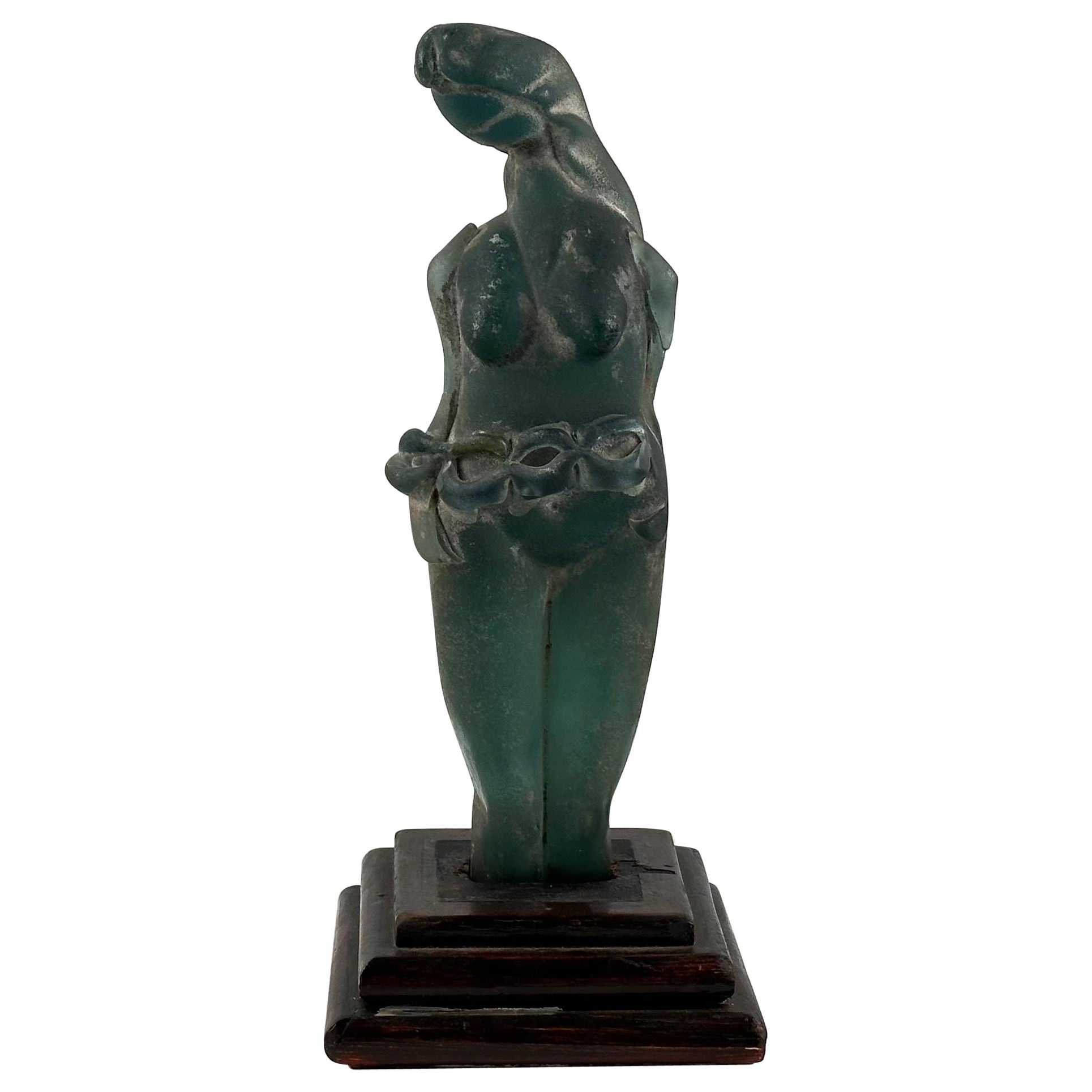 Very Rare Archimede Seguso Etched Murano Glass Woman's Sculpture, 1930s For Sale