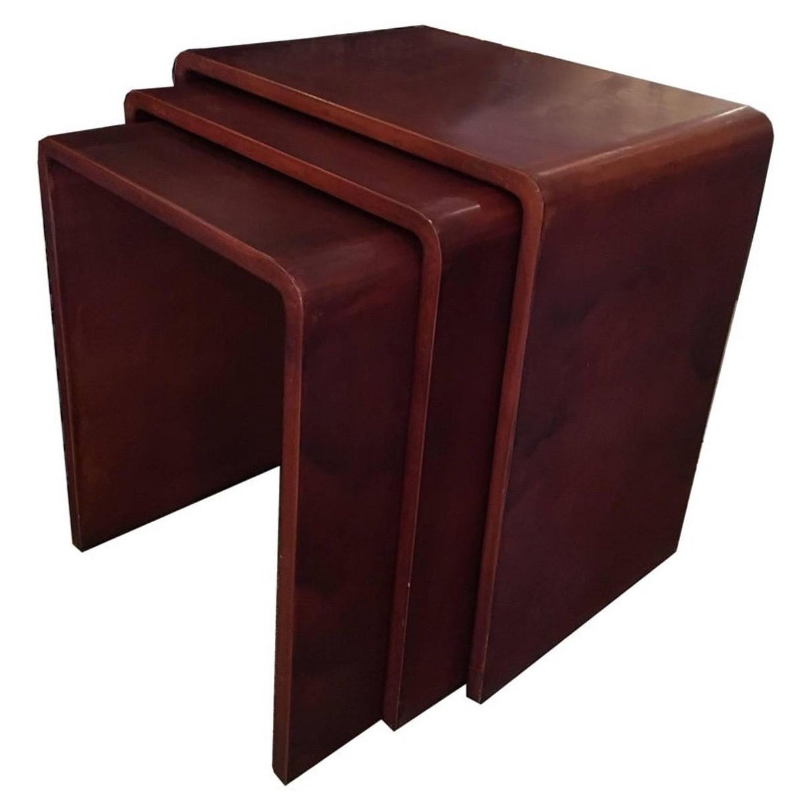 Mid Century Modern/MCM Laquer Waterfall Nesting Tables - Jean-Michel Frank Style For Sale