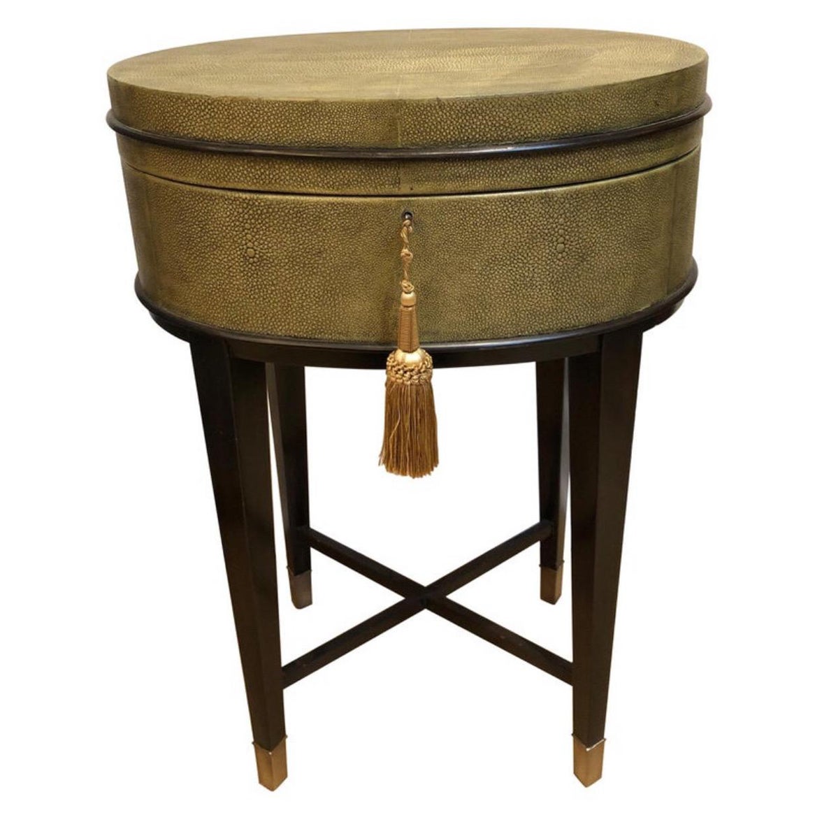 Shagreen Side Table with storage - Attributed to R&Y Augousti - Made in France  For Sale