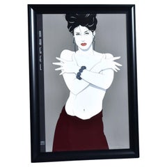 Large Patrick Nagel Vintage 1980s Female Portrait Poster in New Frame