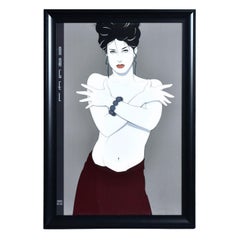 Large Patrick Nagel Vintage 1980s Female Portrait Poster in New Frame