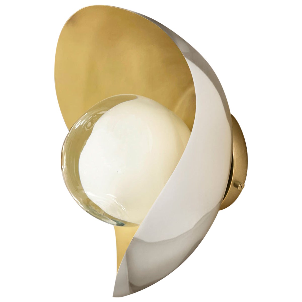 Perla Wall Light by Gaspare Asaro-Satin Brass/Polished Nickel Finish For Sale
