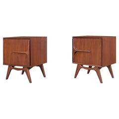 Vintage Mid-Century Modern Walnut Sculptural Nightstands