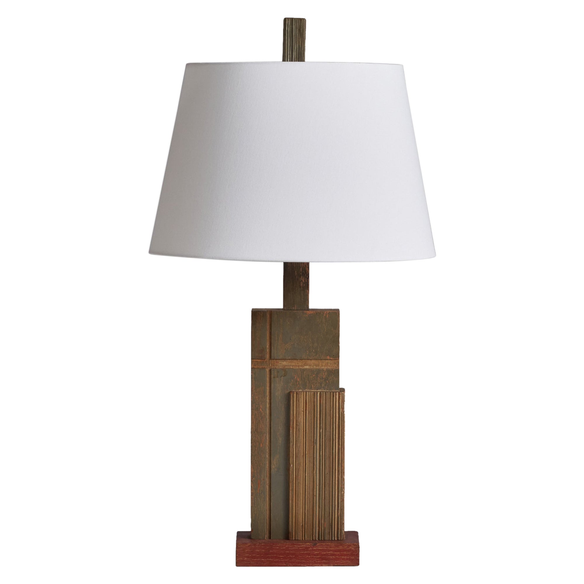 American Designer, Table Lamp, Wood, USA, 1950s For Sale