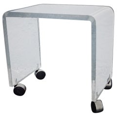 Mid Century Modern Thick Lucite Rolling Vanity Stool