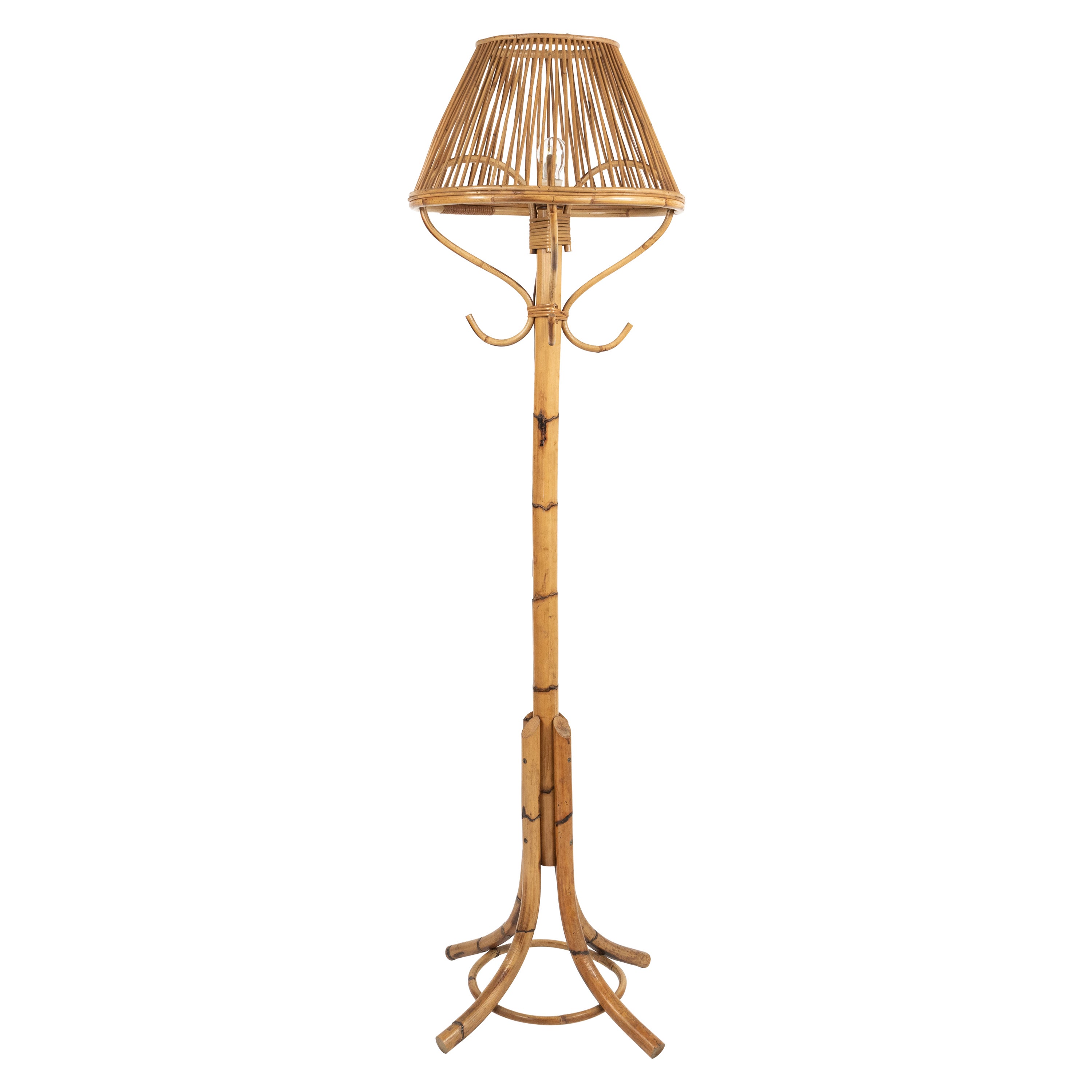 Stehlampe aus Bambus und Rattan aus der Mitte des Jahrhunderts im Franco Albini-Stil, Italien 1960er Jahre im Angebot