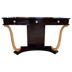 Vintage Two Toned Art Deco French Console in walnut