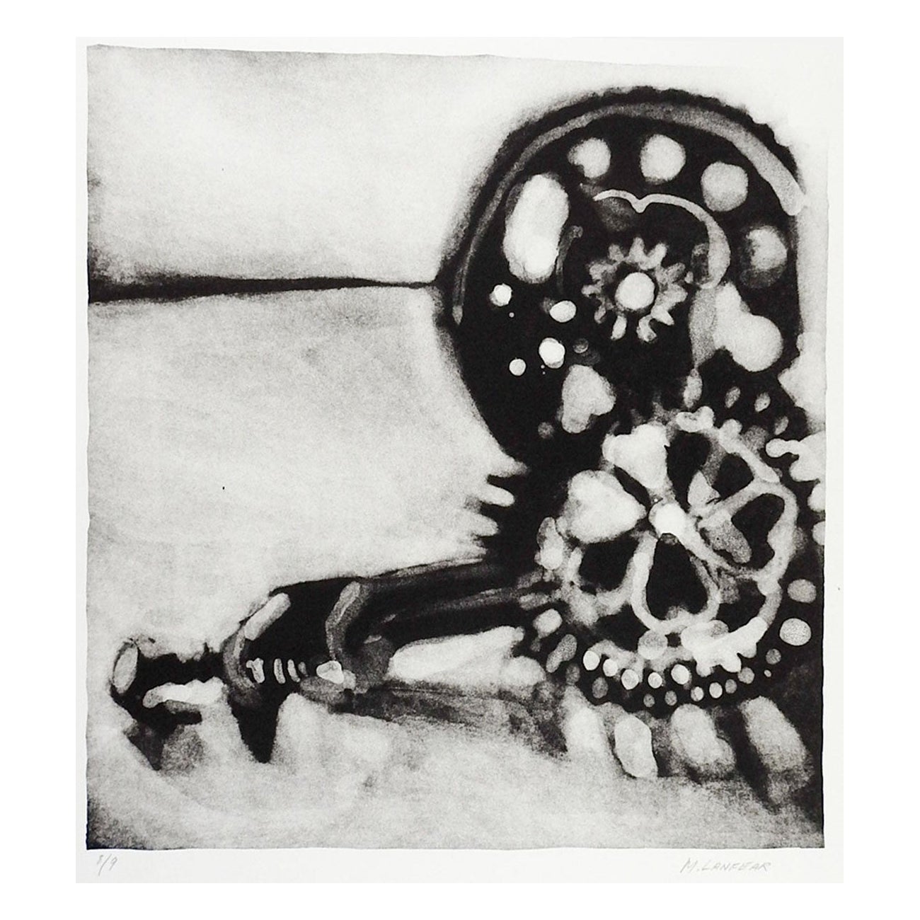 Abstrakte Gears Lithographie von Marilyn Lanfear im Angebot