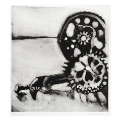 Vintage Abstract Gears Lithograph by Marilyn Lanfear