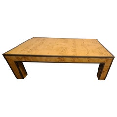 Elm burl and brass coffee table in the style of Willy Rizzo