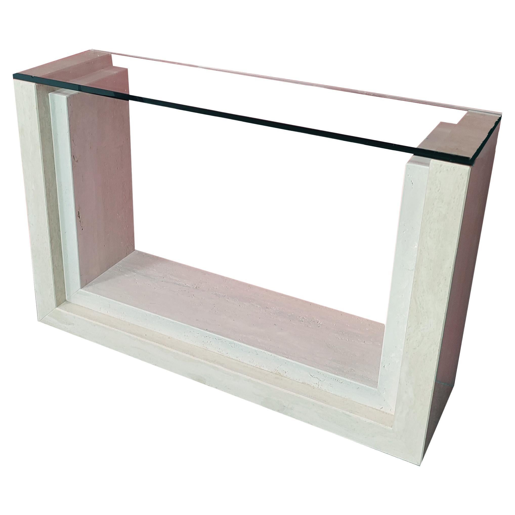 Feles Marble Travertine Console Table Natural & Matte Travertine in Stock Meddel For Sale