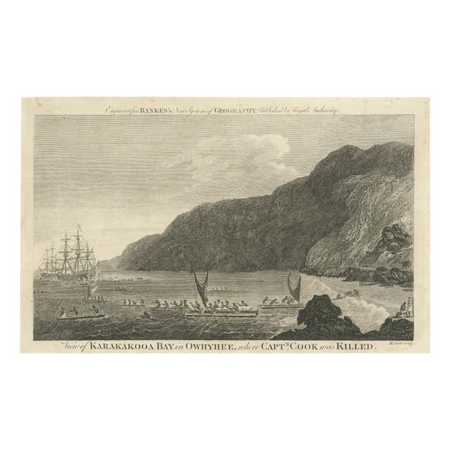 1778 Engraving: Captain Cook's Second Voyage - Meeting the Tahitians ...