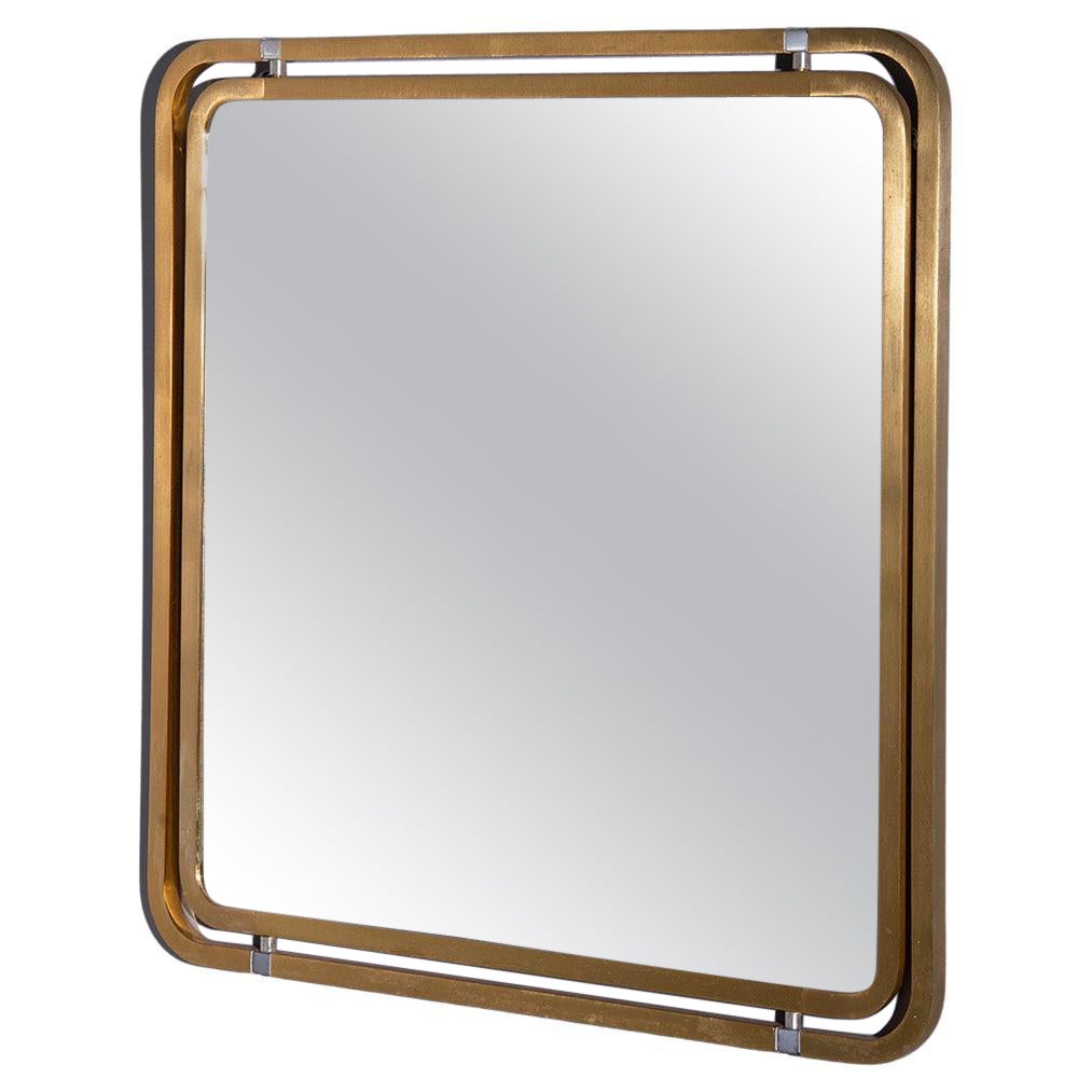 Italian-made vintage mirror made of gilded metal For Sale