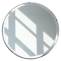 Orbis Round Frameless Bevelled Mirror with Brass Clips, Regular