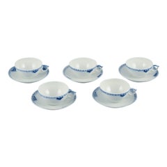 Royal Copenhagen, Princess. Set of five tea cups with saucers. 
