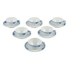 Royal Copenhagen, Princess. Set of six tea cups with saucers. 