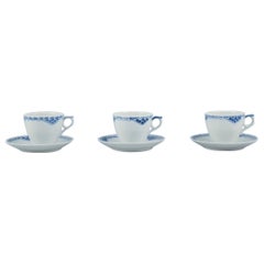 Royal Copenhagen, Princess. Set of three coffee cups with saucers in porcelain.