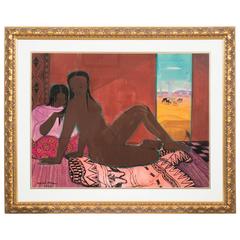 Femme nue dans un paysage de Madagascar par André Maire:: aquarelle:: 1959