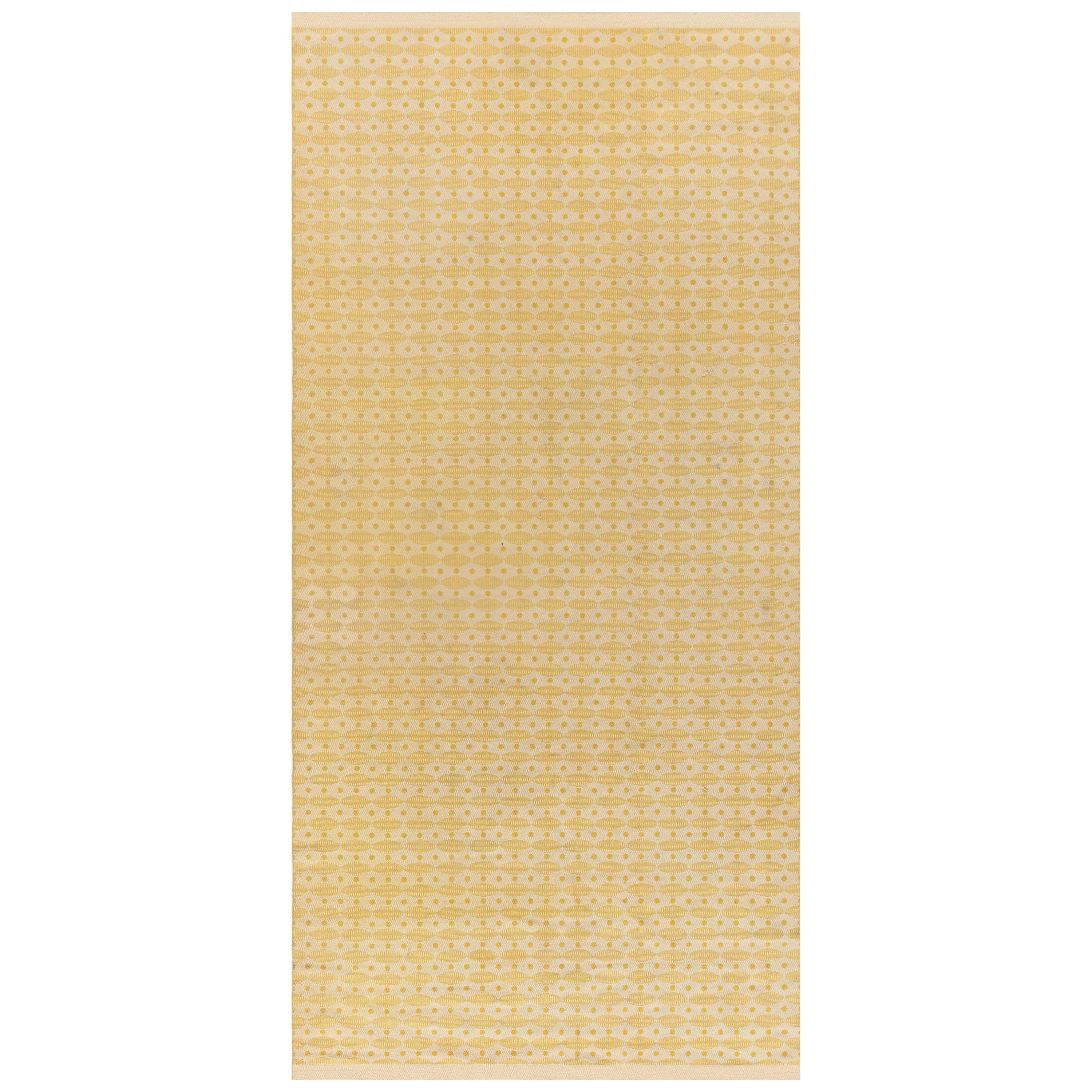Midcentury Swedish Yellow Double Sided Fragment Rug For Sale