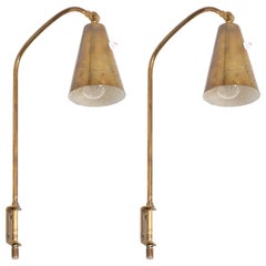 Pair of Brass Wall Lamps by Alf Svensson, Sweden, 1950s