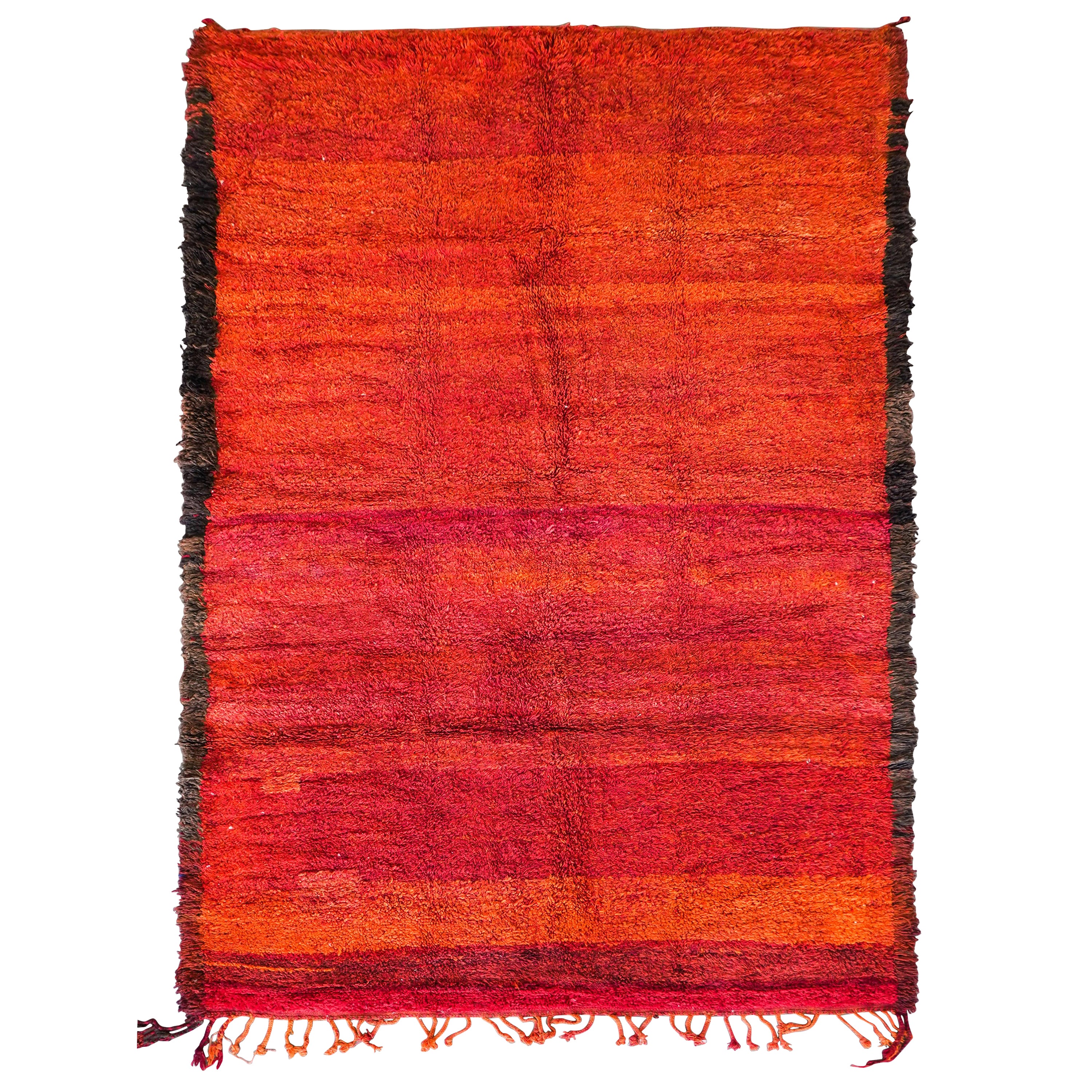 Roter marokkanischer Berberteppich aus den 70er Jahren  100% Wolle  7.2x12,5 Ft 220x315 Cm