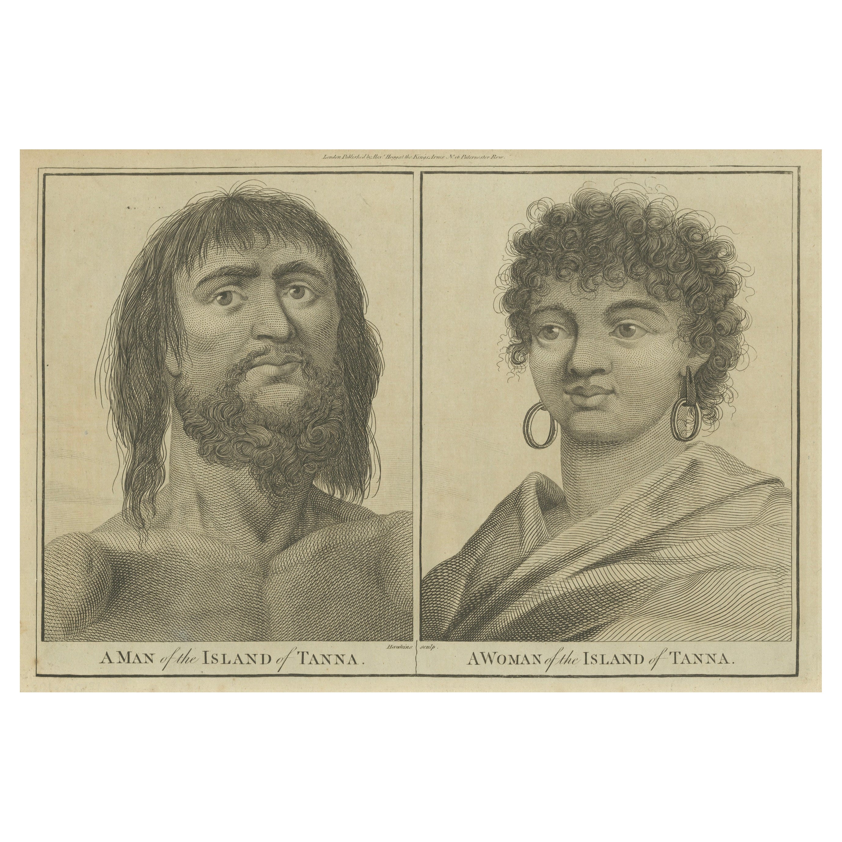 Diversity of Tanna: Portraits of a Man and Woman from Vanuatu’s Isle, ca.1785 For Sale